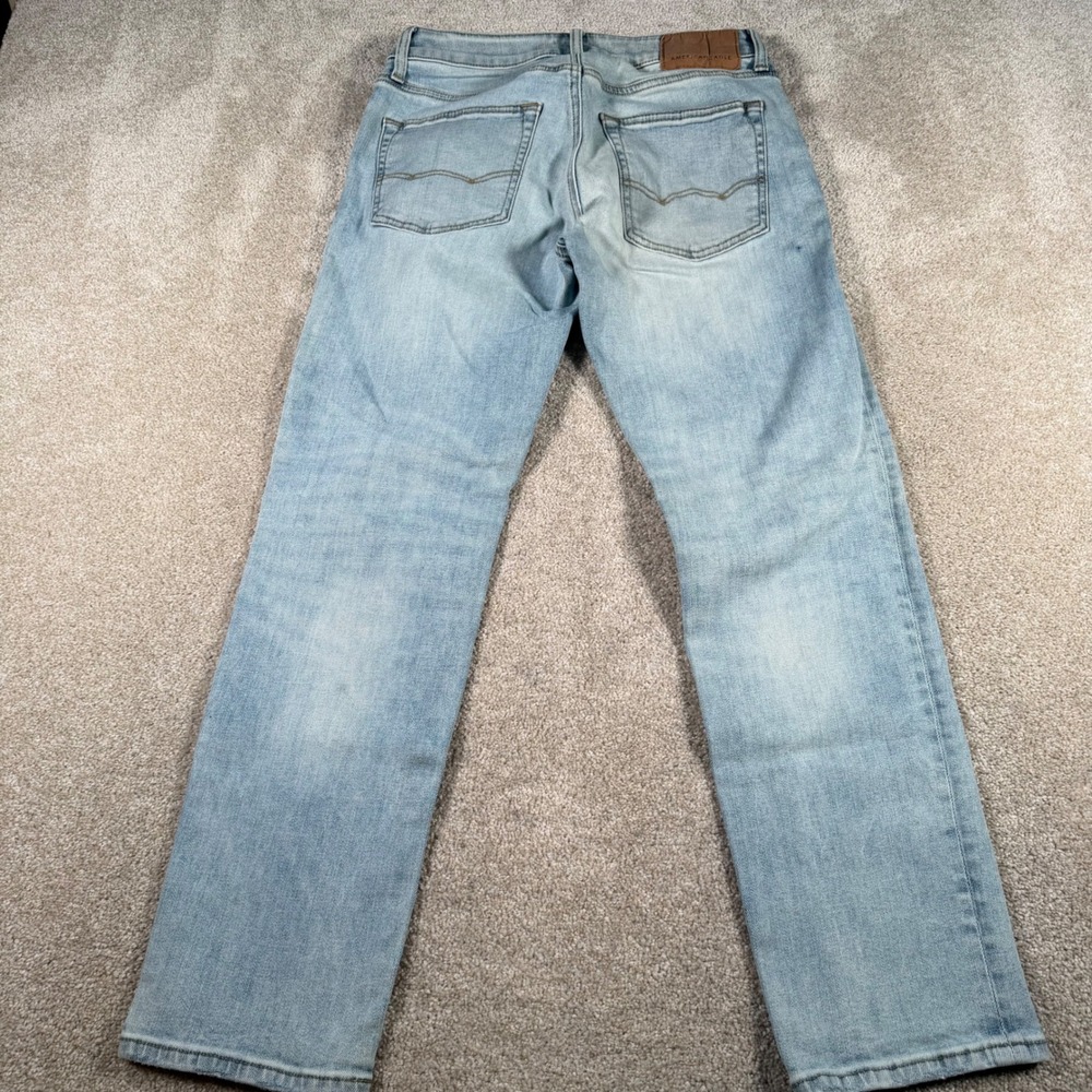 American Eagle Slim Straight Jeans Mens 28x28 (FITS 28x27) Light Wash Flex READ - Picture 2 of 12